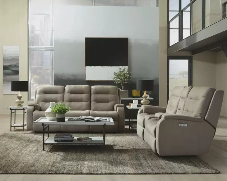 Arlo Gray 76" Power Reclining Loveseat with Console and USB Charging