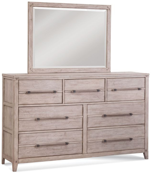 Aurora Whitewash 7 Drawer Dresser and Rectangular Mirror
