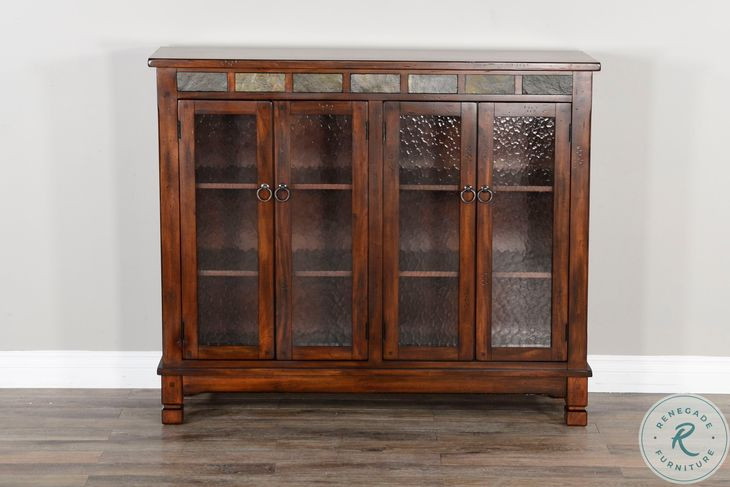 Maple Haze Dark Brown Wood 4 Glass Door 42" Bookcase
