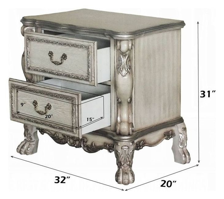 Dresden Vintage Bone White 2 Drawer Nightstand