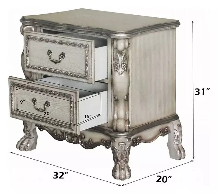 Dresden Vintage Bone White 2 Drawer Nightstand