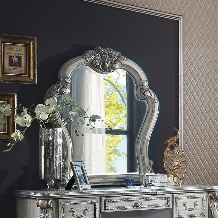 Dresden Vintage Bone White Arched Dresser Mirror