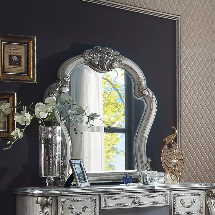 Dresden Vintage Bone White Arched Dresser Mirror