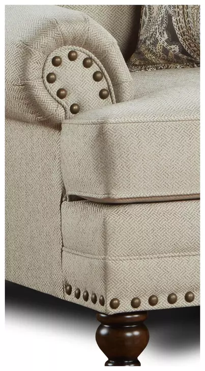 Carys Doe Beige 96" Sofa with Nailhead Trim