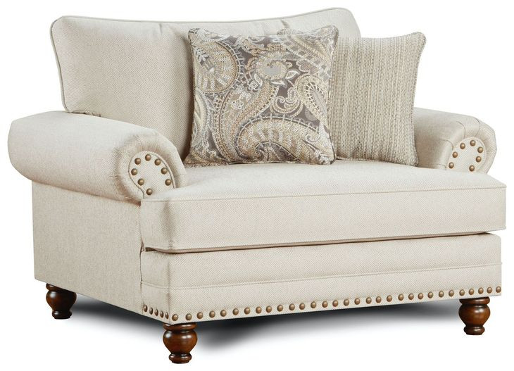 Carys Doe Beige 96" Living Room Set with Nailhead Trim and Throw Pillows