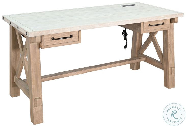 Autumn Echo Light Gray 58" Writing Desk with USB Port