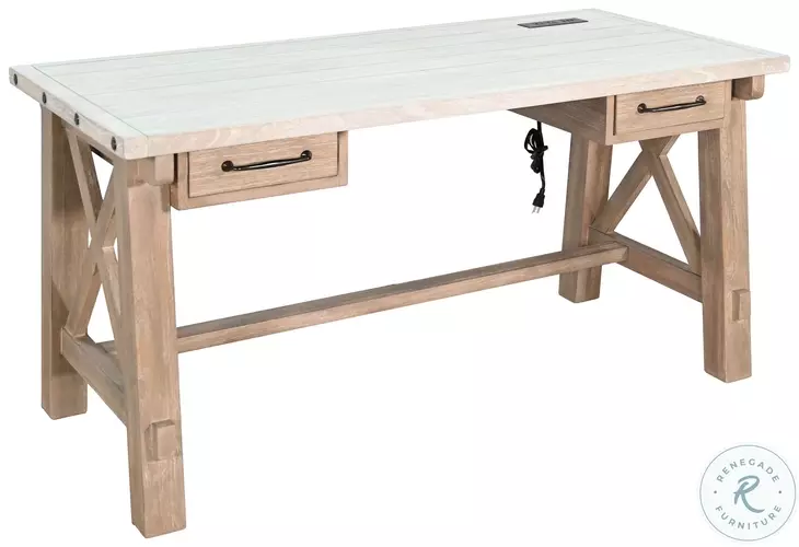 Autumn Echo Light Gray 58" Writing Desk with USB Port