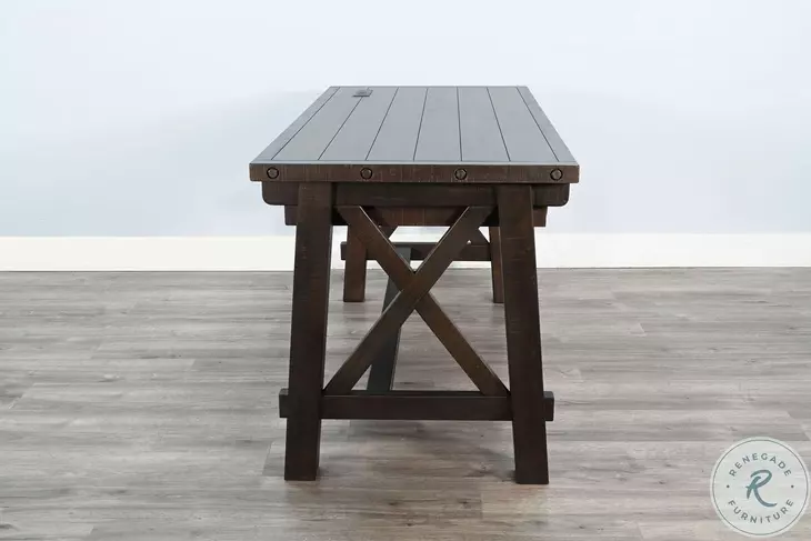 Ember Grace Dark Brown 58" Writing Desk with USB Port