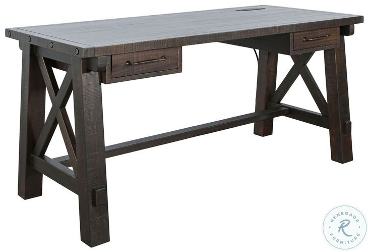 Ember Grace Dark Brown 58" Writing Desk with USB Port
