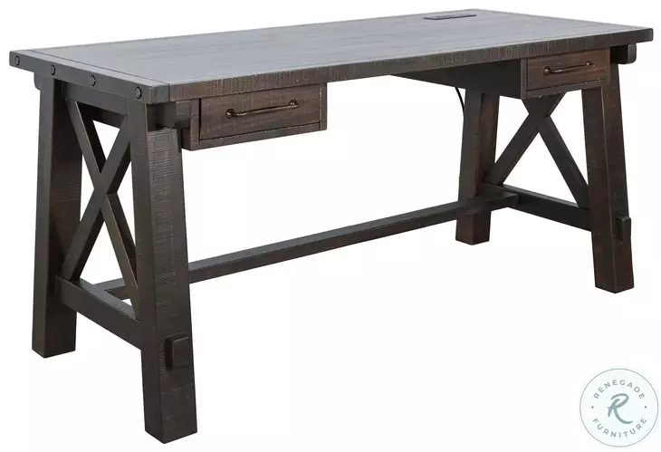 Ember Grace Dark Brown 58" Writing Desk with USB Port
