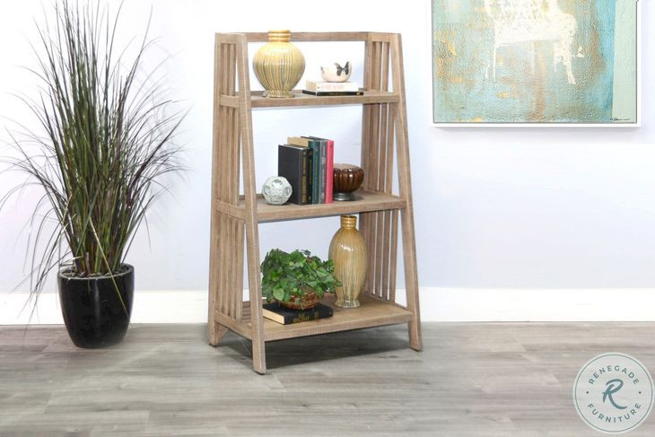 Willow Nest Natural Mahogany Wood 48" Folding Bookcase
