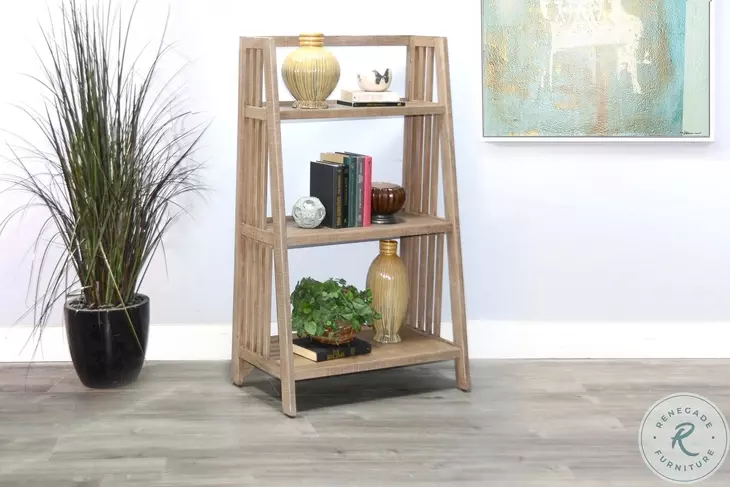 Willow Nest Natural Mahogany Wood 48" Folding Bookcase