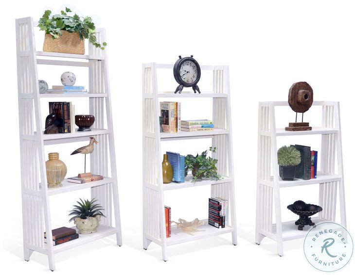 Ember Grace White Mahogany Wood 48" Folding Bookcase