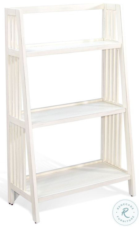 Ember Grace White Mahogany Wood 48" Folding Bookcase