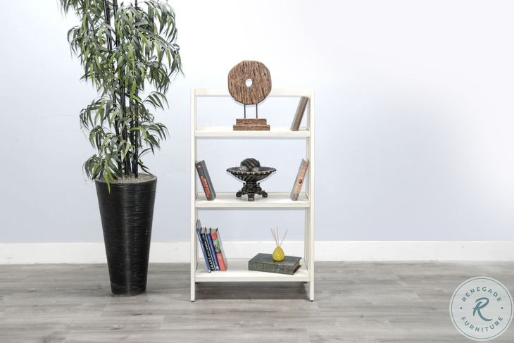 Ember Grace White Mahogany Wood 48" Folding Bookcase