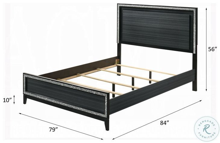 Haiden Weathered Black Eastern King Panel Bed with LED