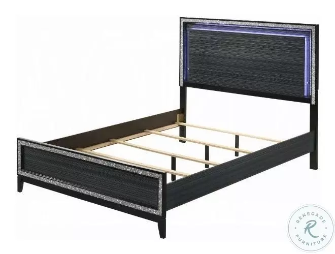 Haiden Weathered Black Queen Panel Bed with LED