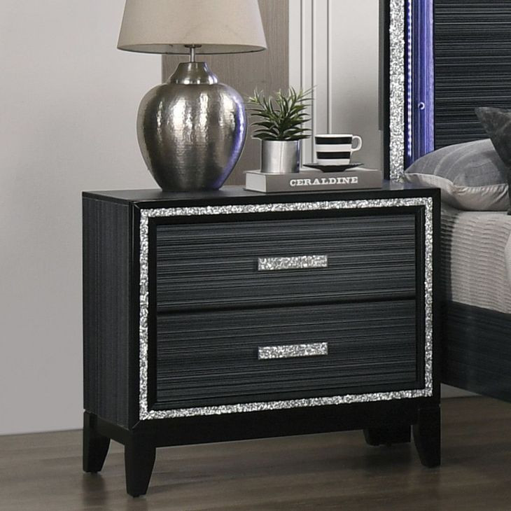 Haiden Weathered Black 2 Drawer Nightstand