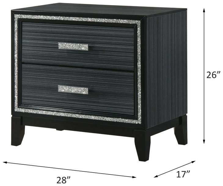 Haiden Weathered Black 2 Drawer Nightstand