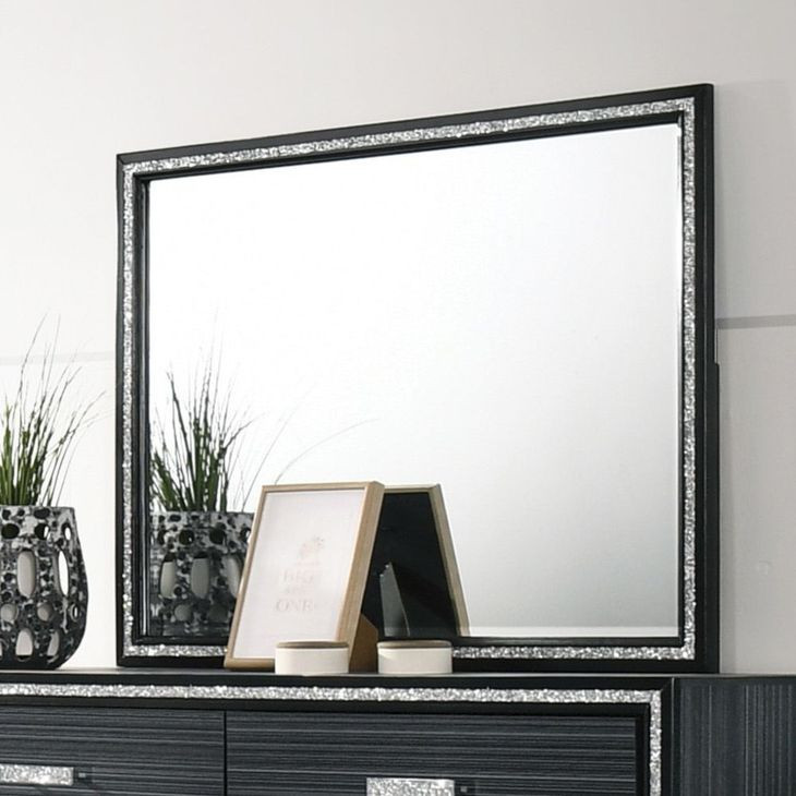 Haiden Weathered Black Rectangular Dresser Mirror