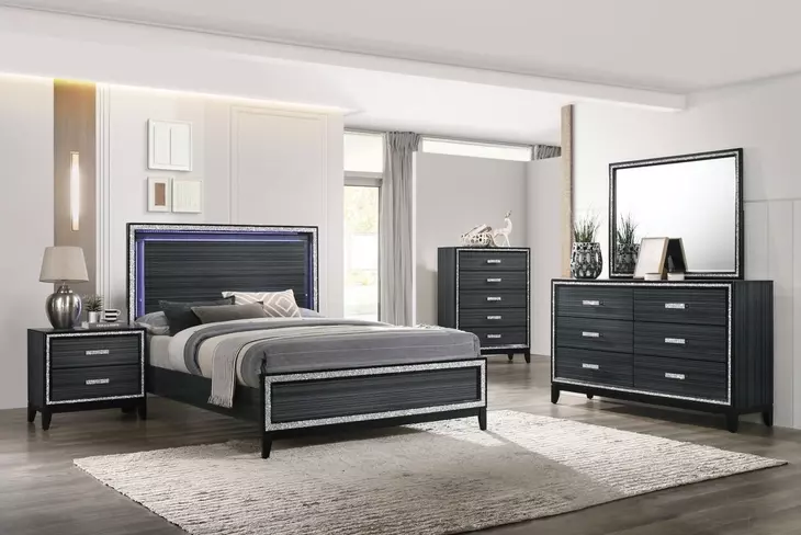Haiden Weathered Black Rectangular Dresser Mirror