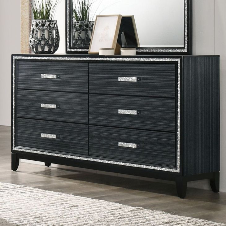 Haiden Weathered Black 6 Drawer Dresser