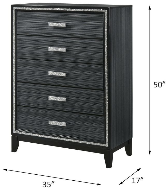 Haiden Weathered Black 5 Drawer Chest