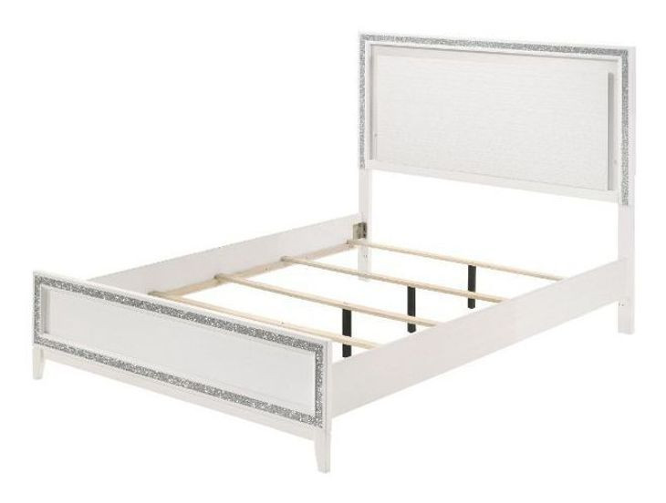 Haiden White King Panel Bed with LED