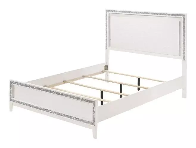 Haiden White King Panel Bed with LED