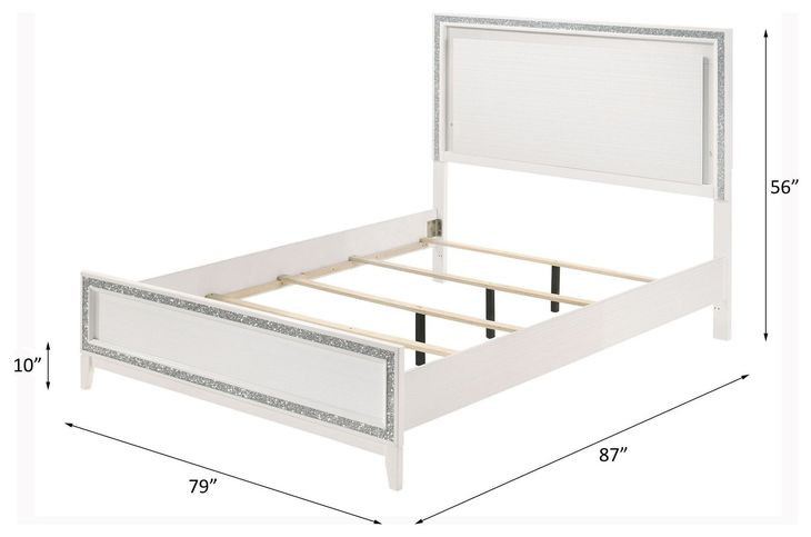 Haiden White King Panel Bed with LED