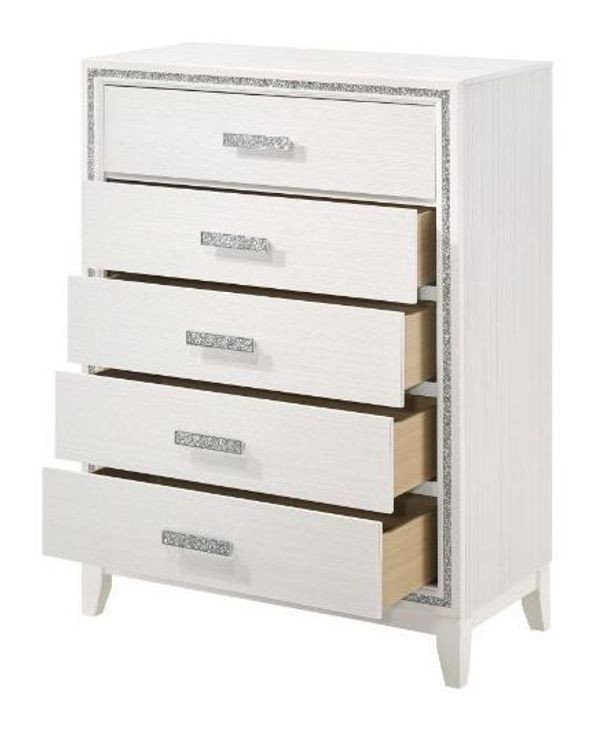 Haiden White Panel Bedroom Set with LED