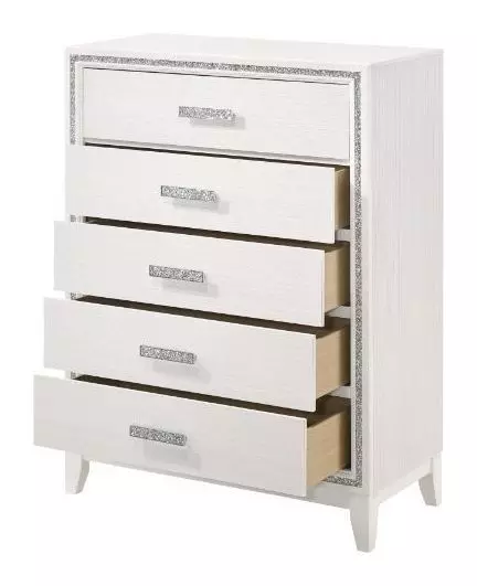 Haiden White Panel Bedroom Set with LED