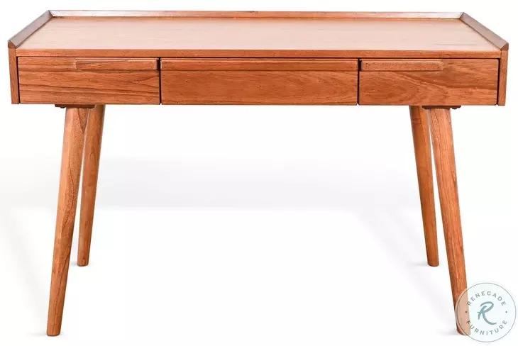 Maple Haze Medium Brown 48" Mid Century 3 Drawer Desk