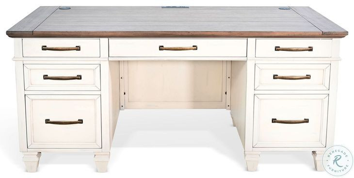 Legacy Loft White 66" Desk with 7 Drawers