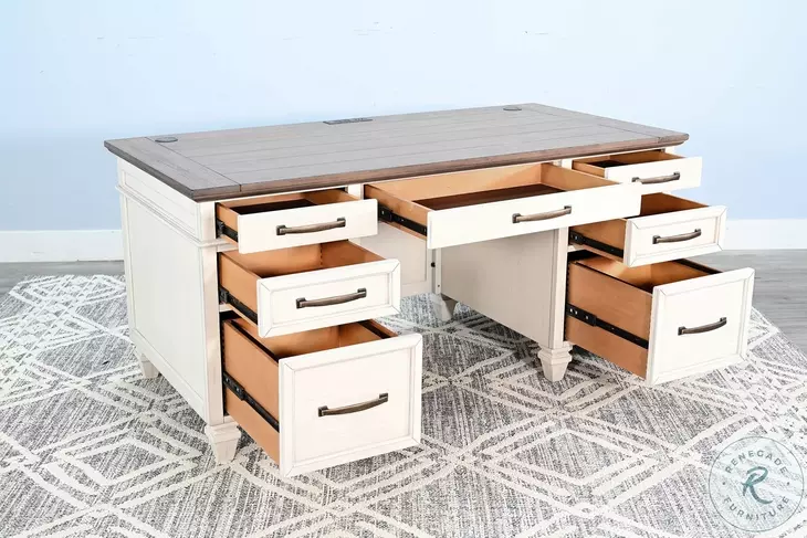 Legacy Loft White 66" Desk with 7 Drawers