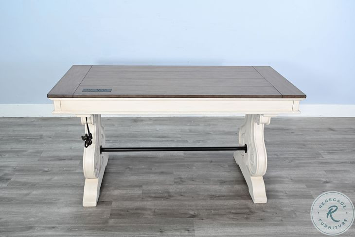 Hearthwood Haven Marble White and Buckskin 60" Desk with USB Port