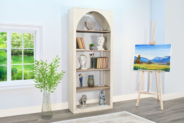 2857LW-B Light Gray and Wheat Tall Bookshelf