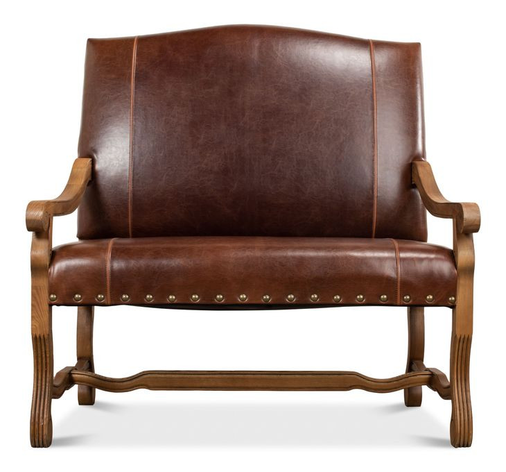Italian Brown Leather Settee