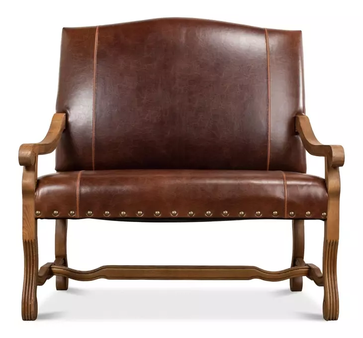 Italian Brown 45" Leather Settee