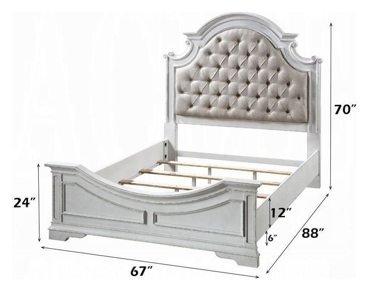 Florian Beige and Antique White Queen Upholstered Panel Bed