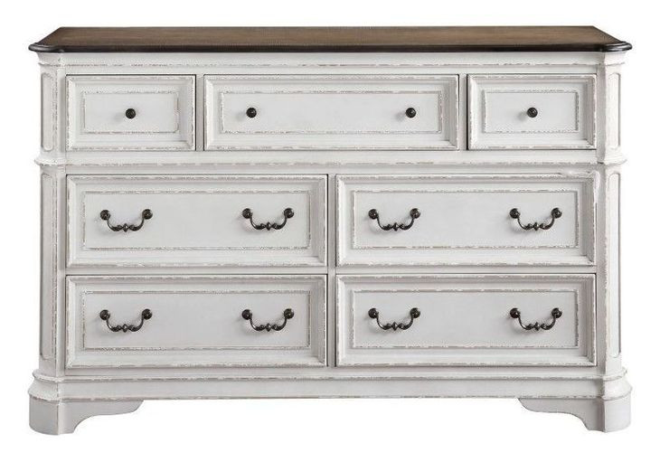 Florian Antique White and Oak 7 Drawer Dresser