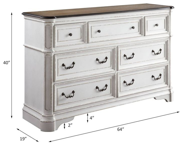 Florian Antique White and Oak 7 Drawer Dresser