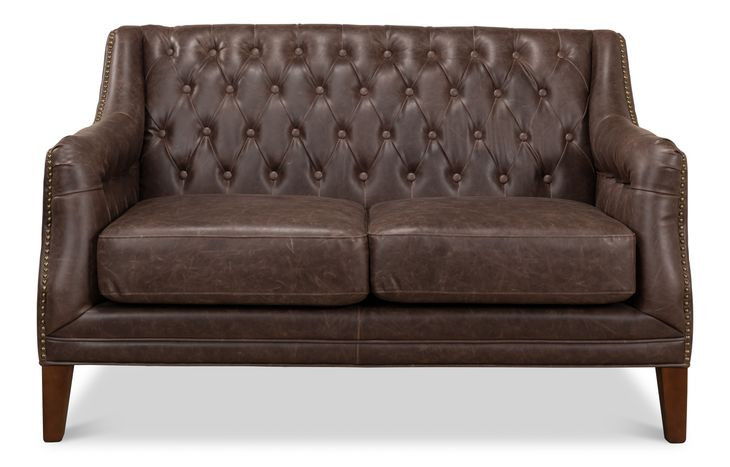 Brooks Brown Tufted 2 Seat 54" Sofa