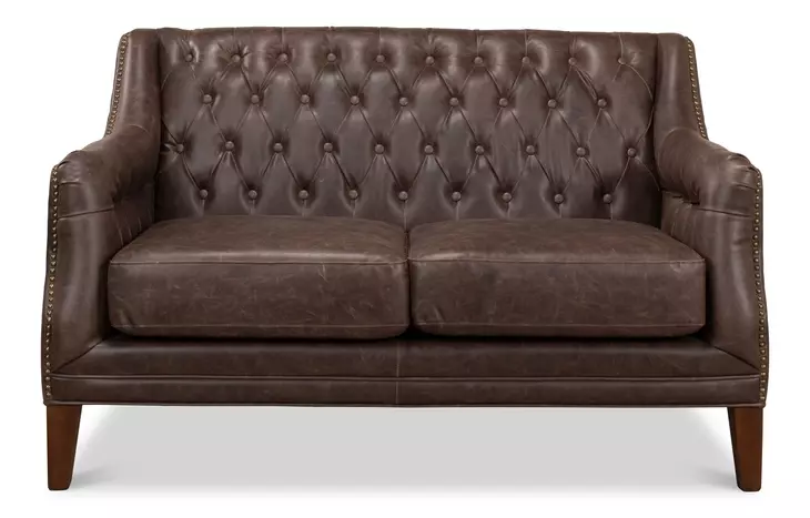 Brooks Brown Tufted 2 Seat 54" Sofa