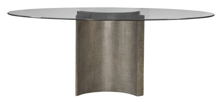 Symmetry Antique Silver Oval Glass Top Dining Room Set