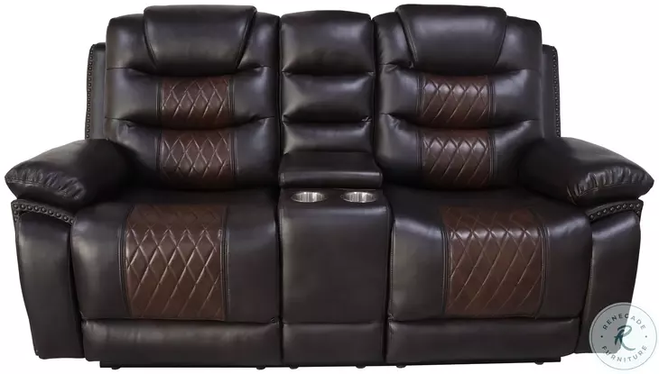 Nikko Brown Dual Reclining 74" Console Loveseat