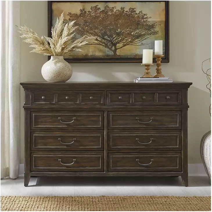 Eden Ridge Saddle Brown 8 Drawer Dresser