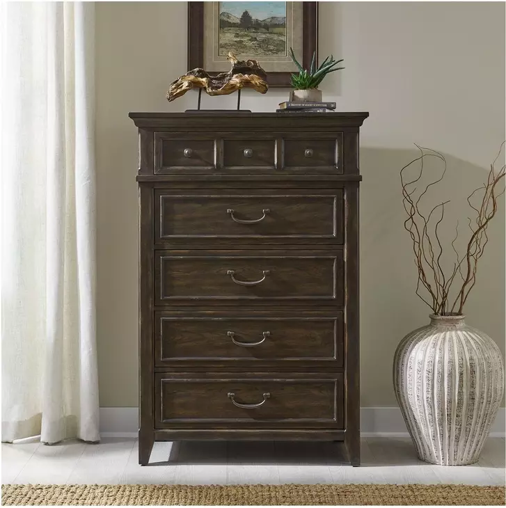 Paradise Valley Saddle Brown 5 Drawer Chest