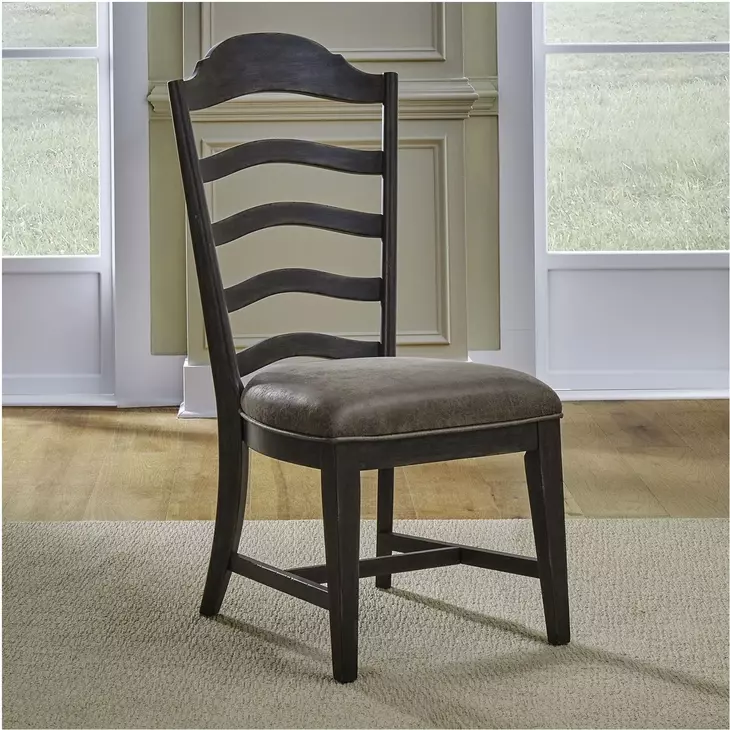 Eden Ridge Saddle Brown Upholstered Ladder Back Side Chair Set of 2