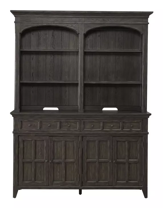 Eden Ridge Saddle Brown Buffet with Hutch